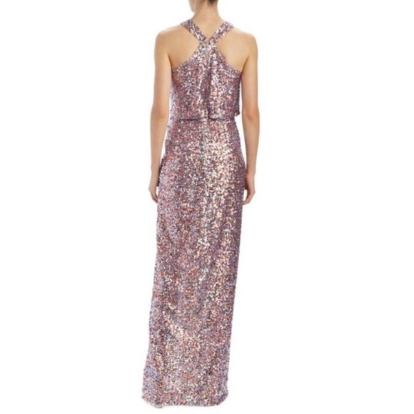 🎉HOST PICK🎉 NWT Monique Lhuillier Halter Neck Sequin Gown Sz 2 - Picture 11 of 11